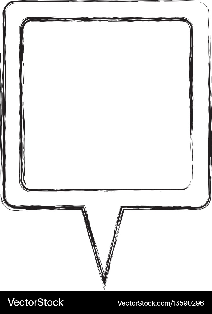 Monochrome sketch of square speech with tail Vector Image