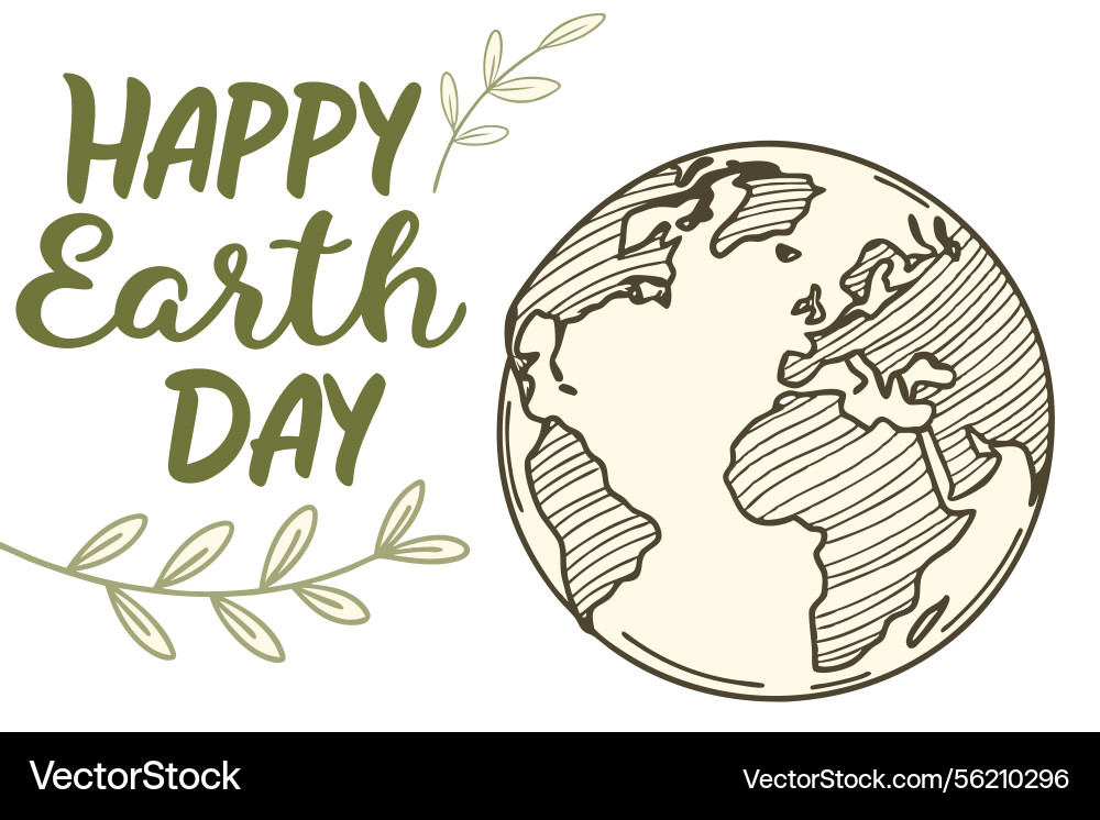 Nature inspired happy earth day lettering Vector Image