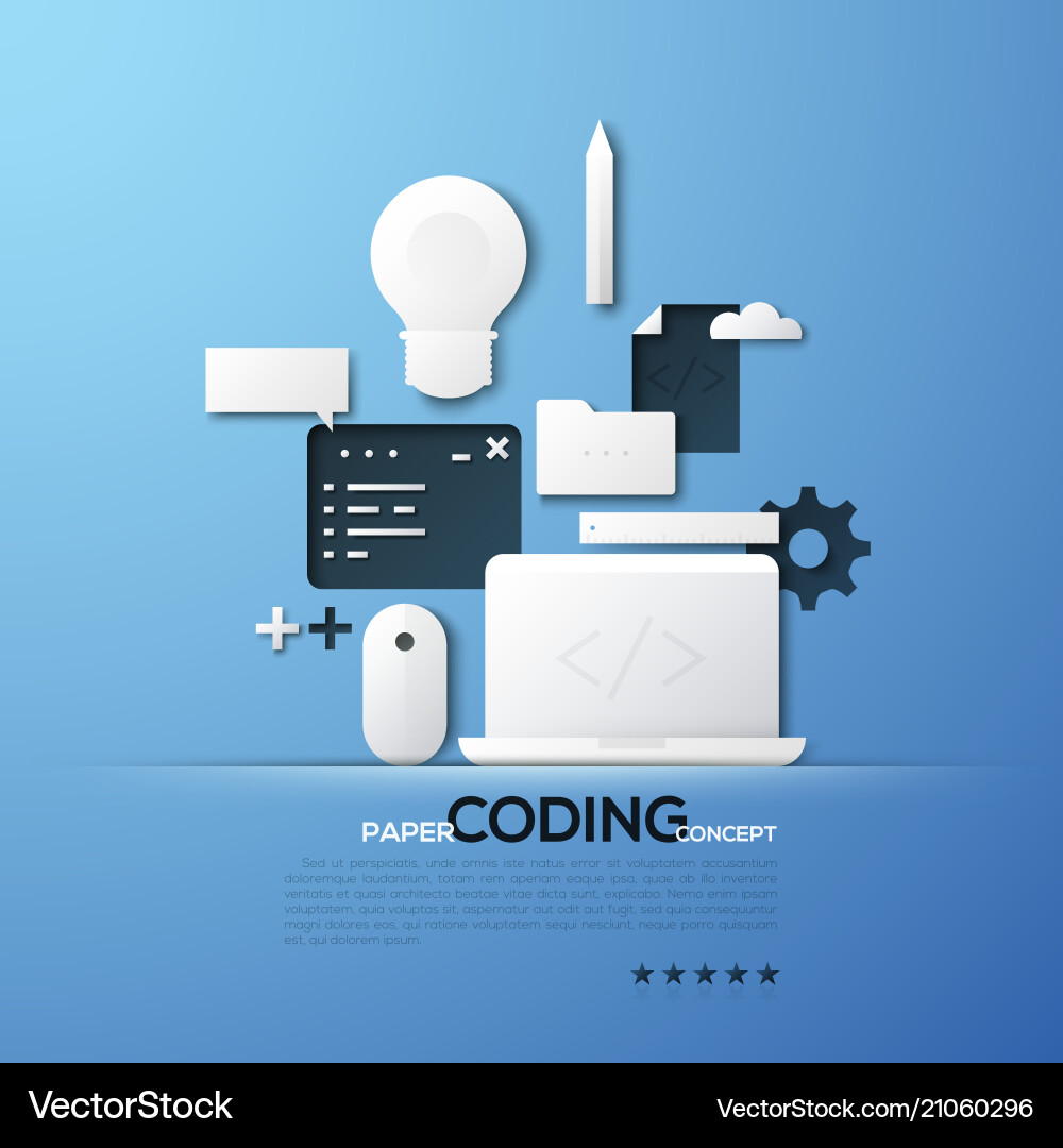 Paper concept of coding front and back end Vector Image