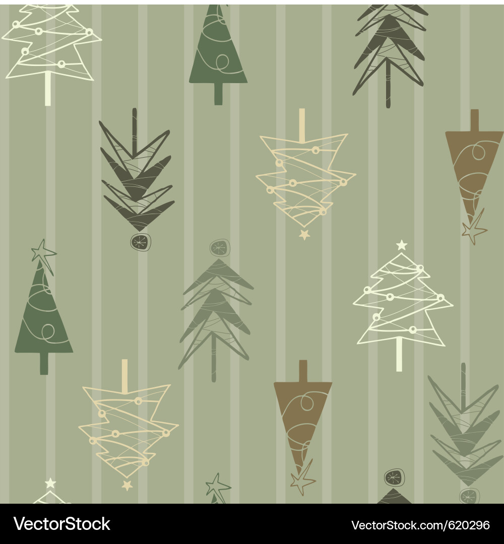 Retro Christmas Tree Pattern Vector Image