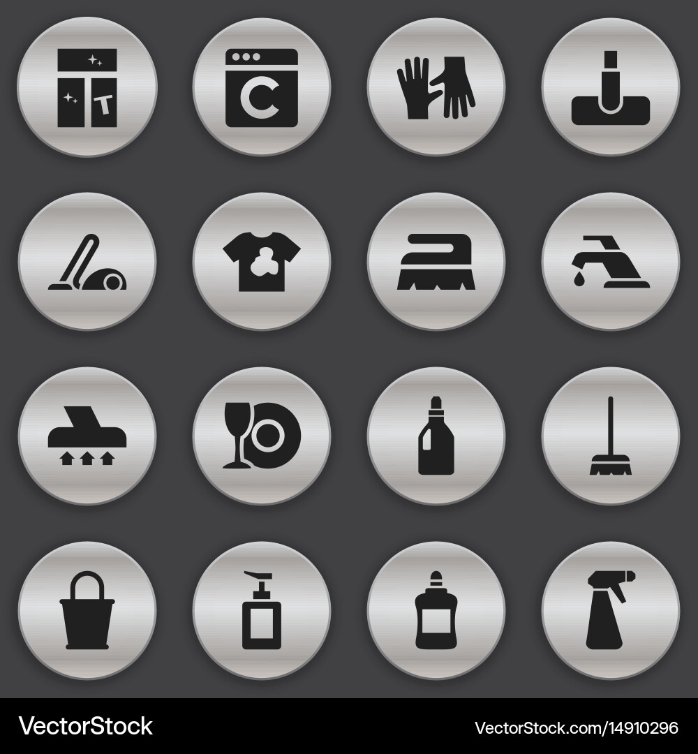 Set of 16 editable cleanup icons includes symbols vector image