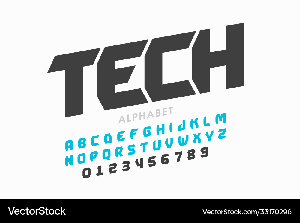 Tech Font Collection vector image
