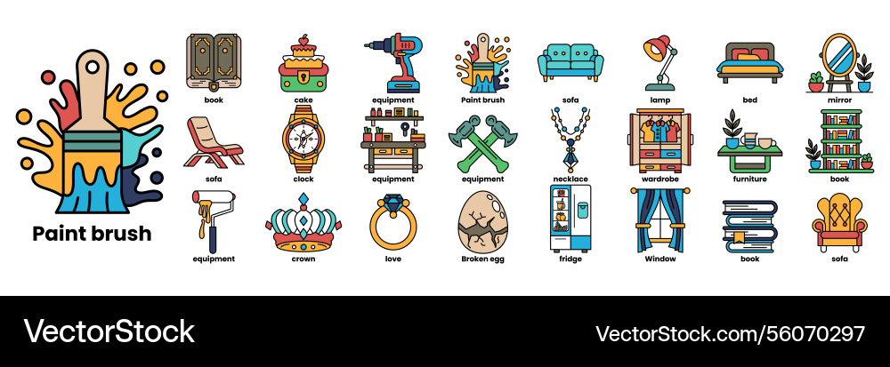 A series of images various objects and tools A series of images various objects and tools vector image