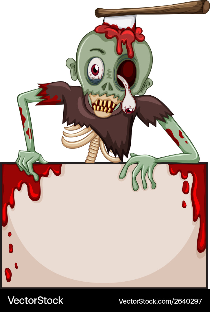 A zombie with an empty signboard Vector Image