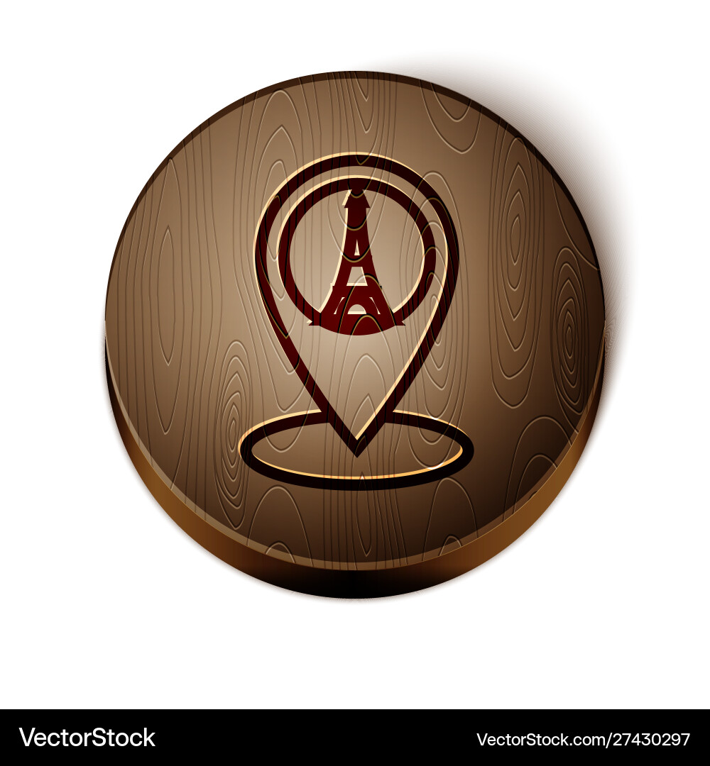 Braune Linie Kartenzeiger mit Eiffel Turm Symbol Braune Linie Kartenzeiger mit Eiffel Turm Symbol vektorbild
