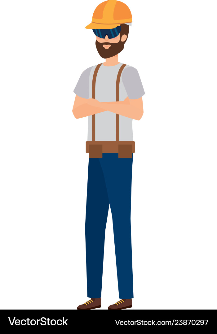 Builder constructor with helmet and goggles Vector Image