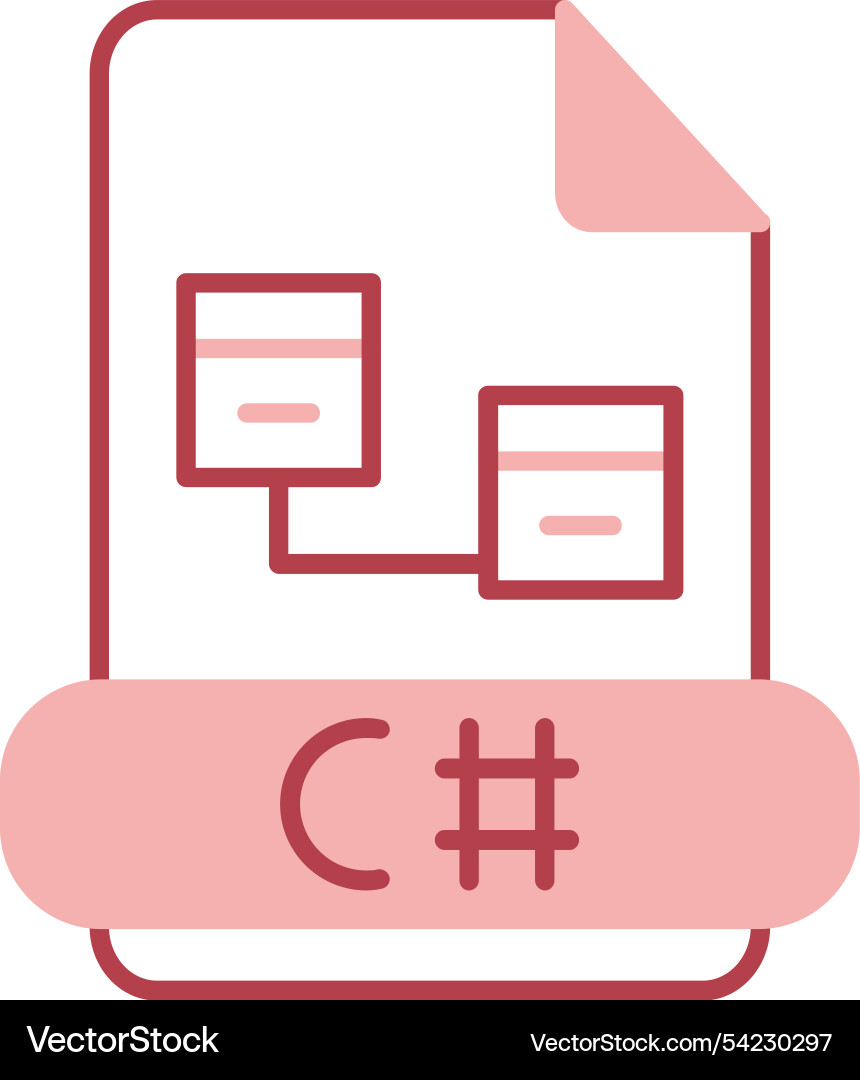 C sharp line fill icon Vector Image