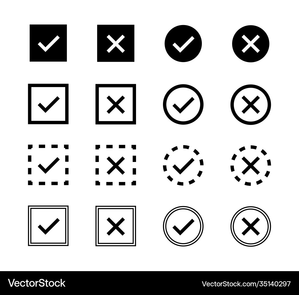 Check mark cross icon isolated elements icons Vector Image