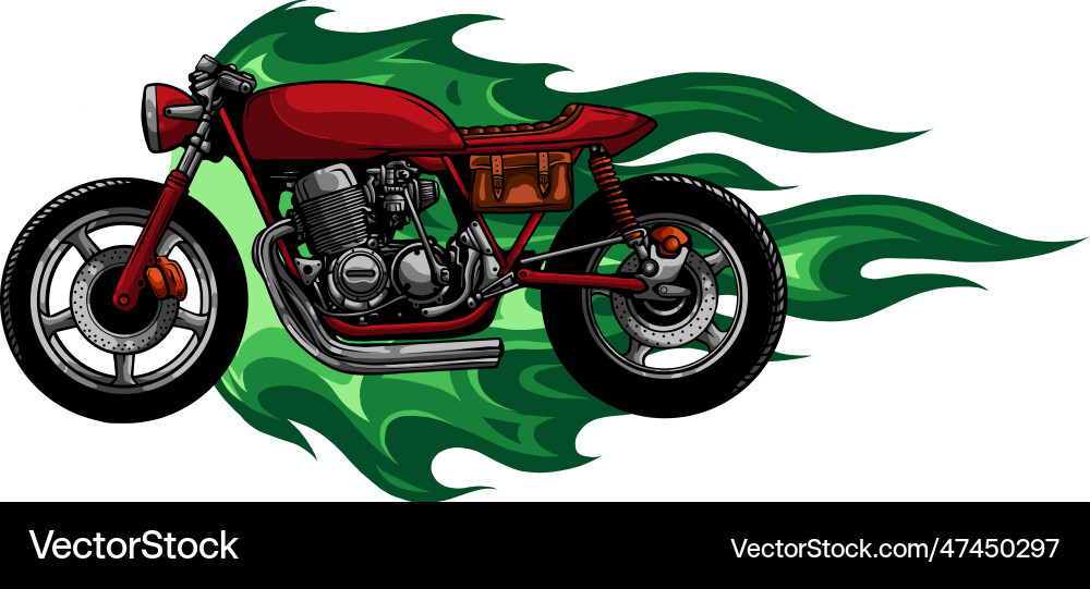 Custom Motorrad mit Flammen Custom Motorrad mit Flammen vektorbild
