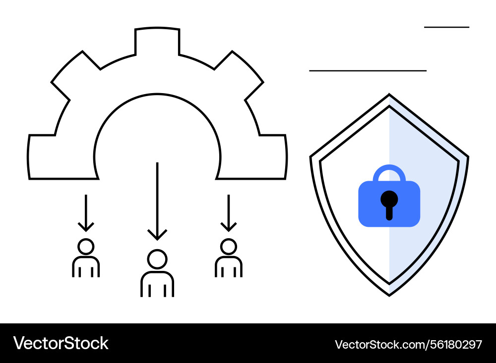 Data protection and secure team workflow through Data protection and secure team workflow through vector image