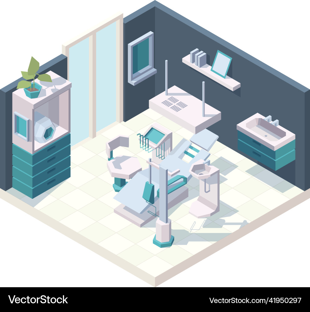 Dental cabinet clinic interior stomatology room Dental cabinet clinic interior stomatology room vector image
