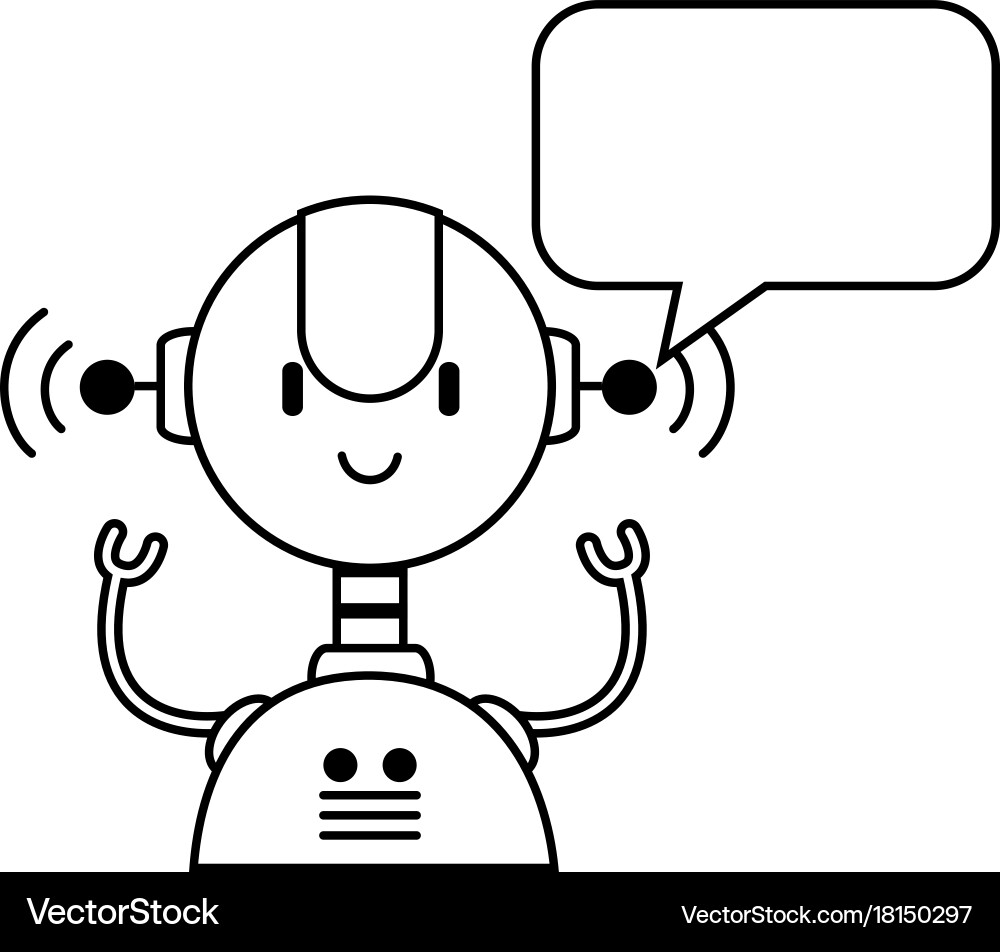 Electronic robot with speech bubble character Vector Image
