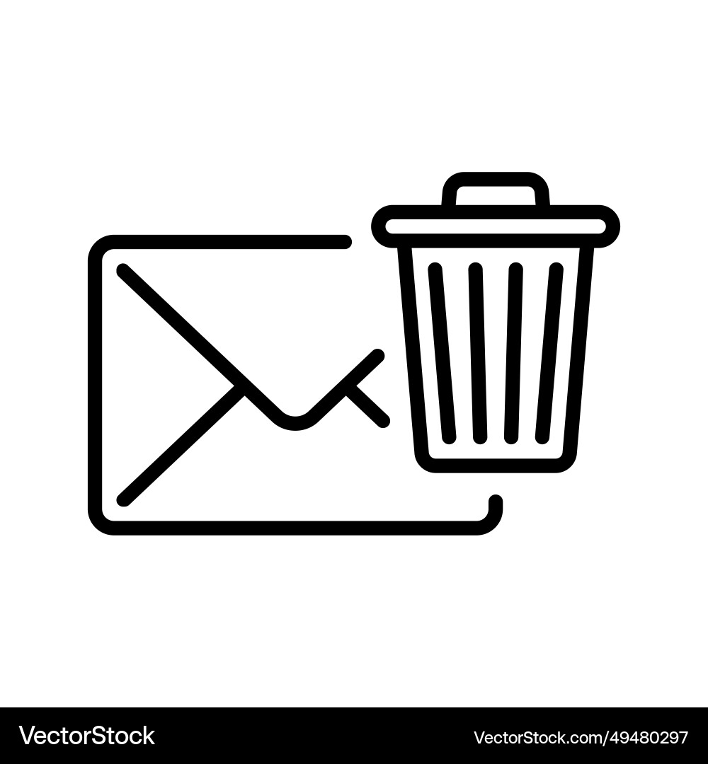Email icon in line style with trash can Email icon in line style with trash can vector image