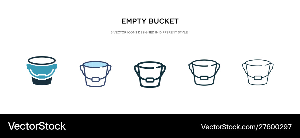 Empty bucket icon in different style two colored Vector Image