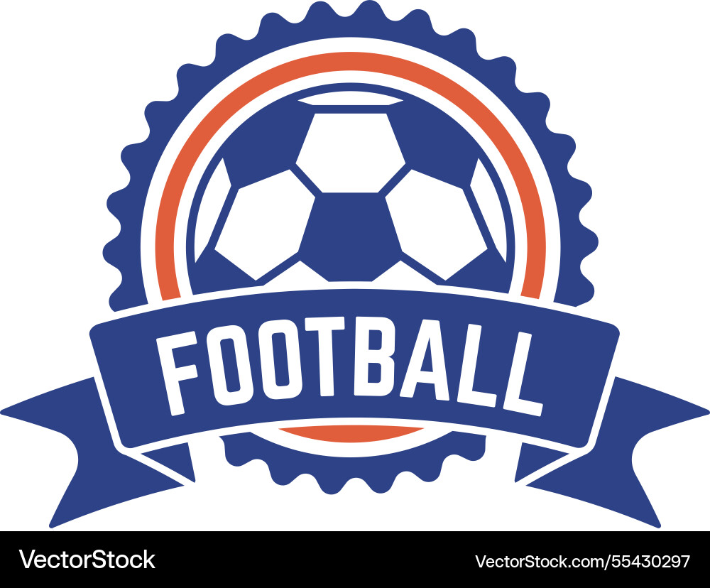 Football club emblem featuring ball and ribbon Football club emblem featuring ball and ribbon vector image