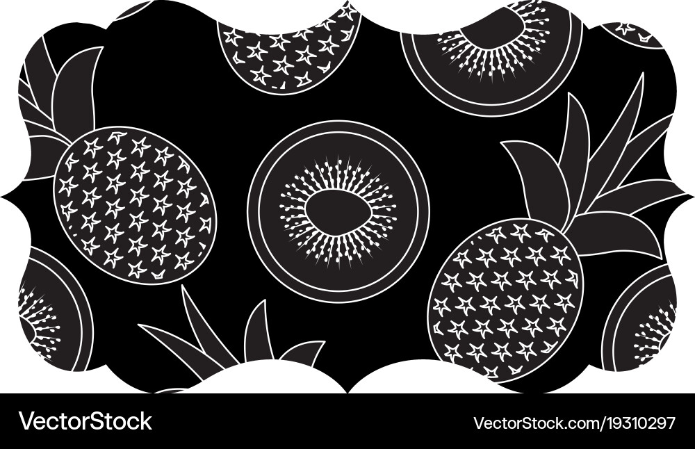 Frame with fruits pattern background Vector Image