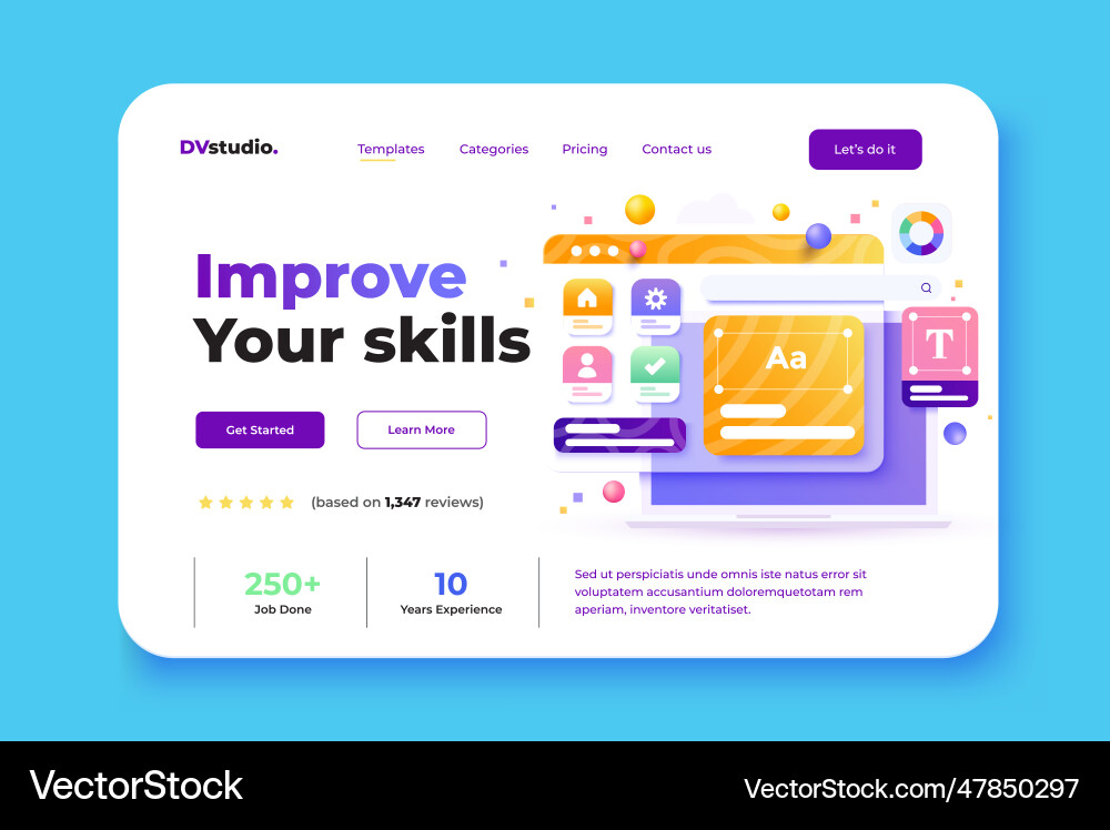 Modern 3d of light landing page web design Modern 3d of light landing page web design vector image