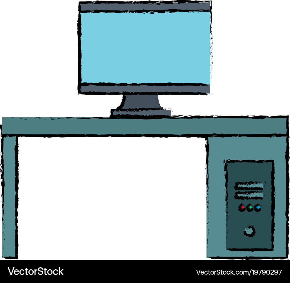 Monitor computer in desk Vector Image