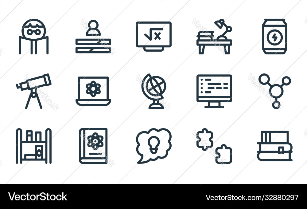 Nerd line icons linear set quality Nerd line icons linear set quality vector image