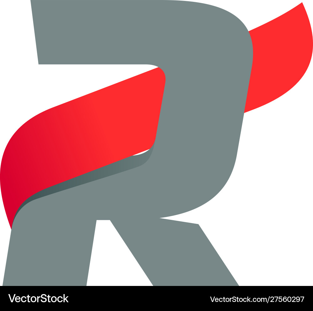 R Buchstaben-Logo mit schnellem rotem Flügel Vektorbild