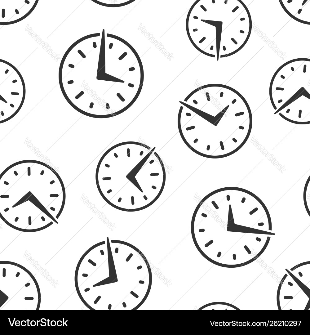 Real time icon seamless pattern background clock Real time icon seamless pattern background clock vector image