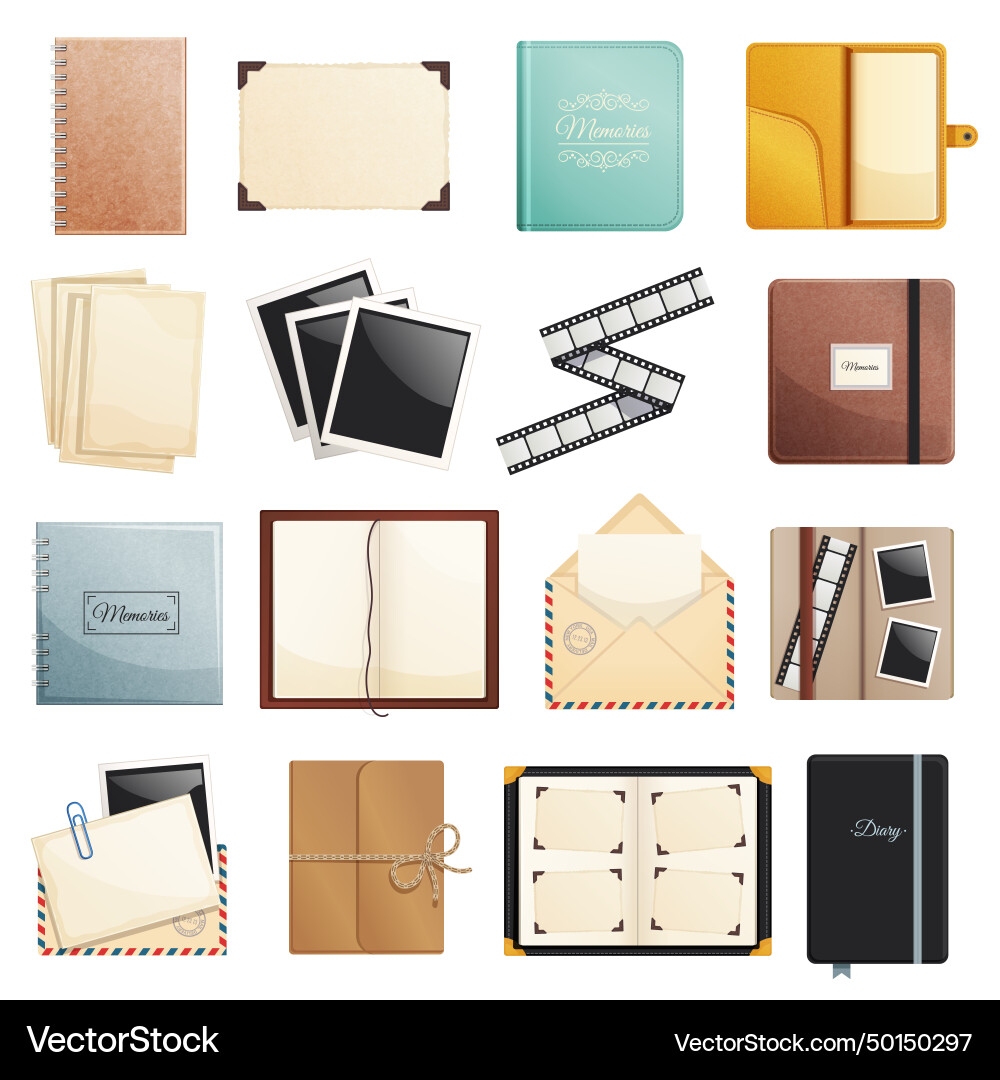 Scrapbook notepad diary collection Scrapbook notepad diary collection vector image
