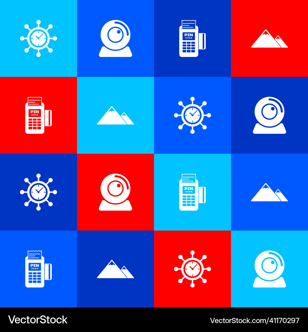 Set clock and gear web camera pos terminal Set clock and gear web camera pos terminal Vector Image