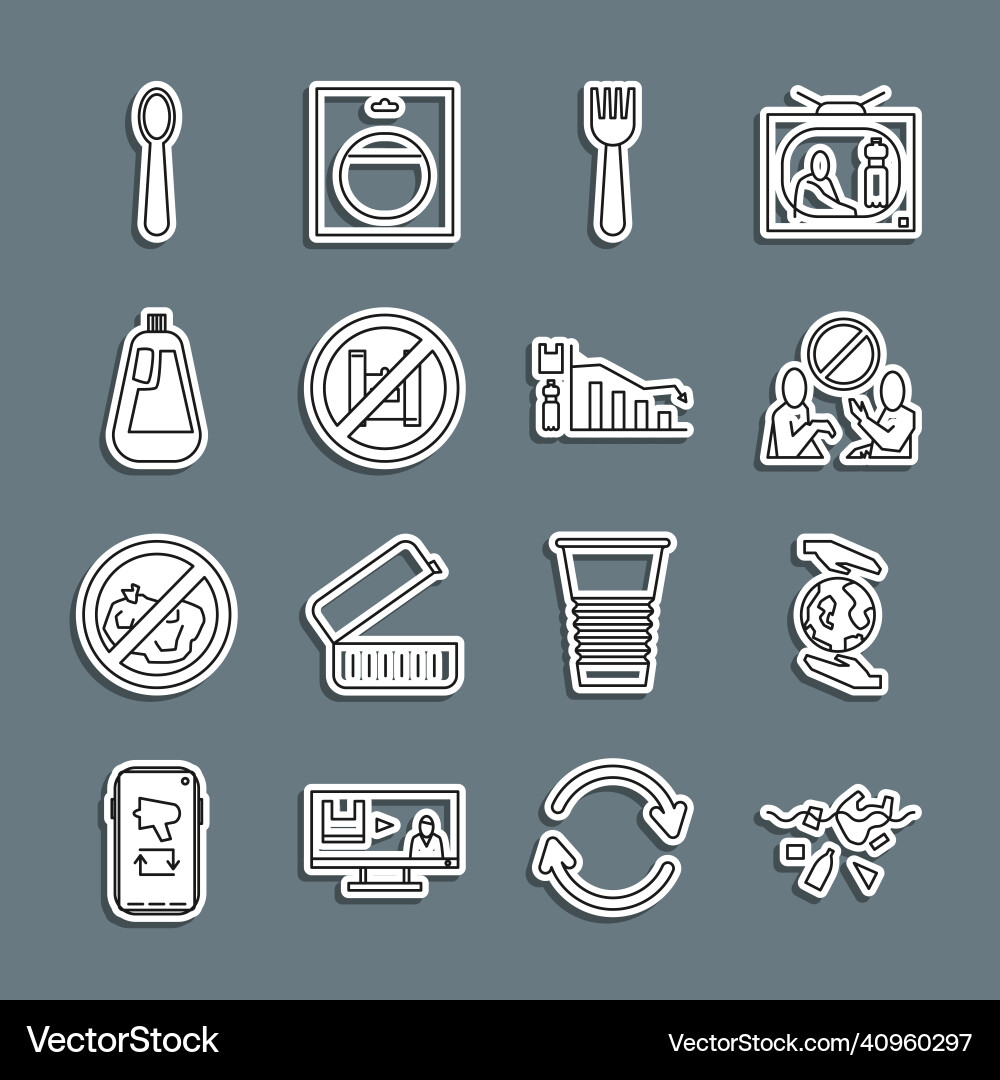 Set line problem of pollution planet hands Set line problem of pollution planet hands vector image