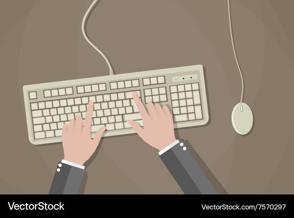 User hands on keyboard and mouse of computer Vector Image
