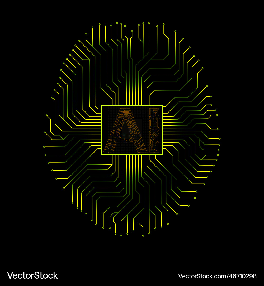 Abstract technological brain with artificial vector image