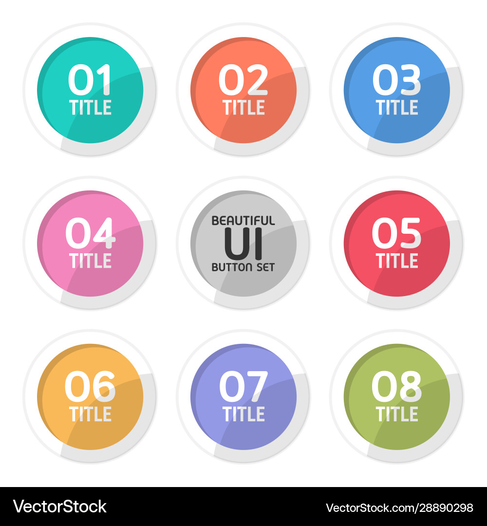 Beautiful user interface circle button set Beautiful user interface circle button set vector image