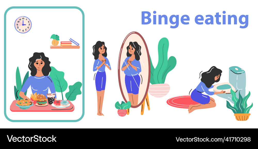 Binge eating flat infographics vector image