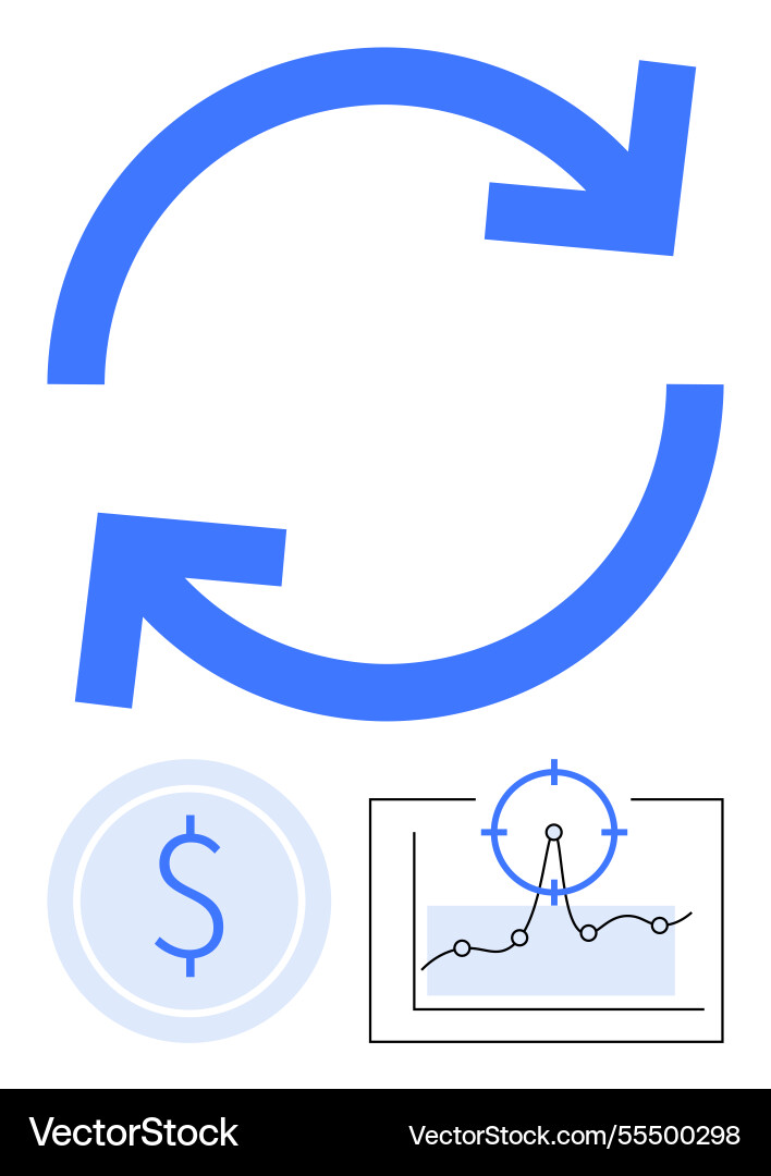 Circular arrows with dollar sign and data chart Circular arrows with dollar sign and data chart vector image