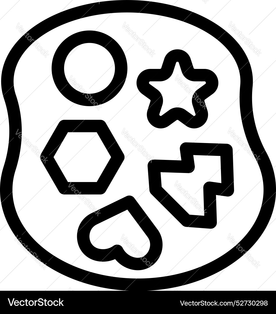 Cookie cutters set lying on table in bakery Cookie cutters set lying on table in bakery vector image