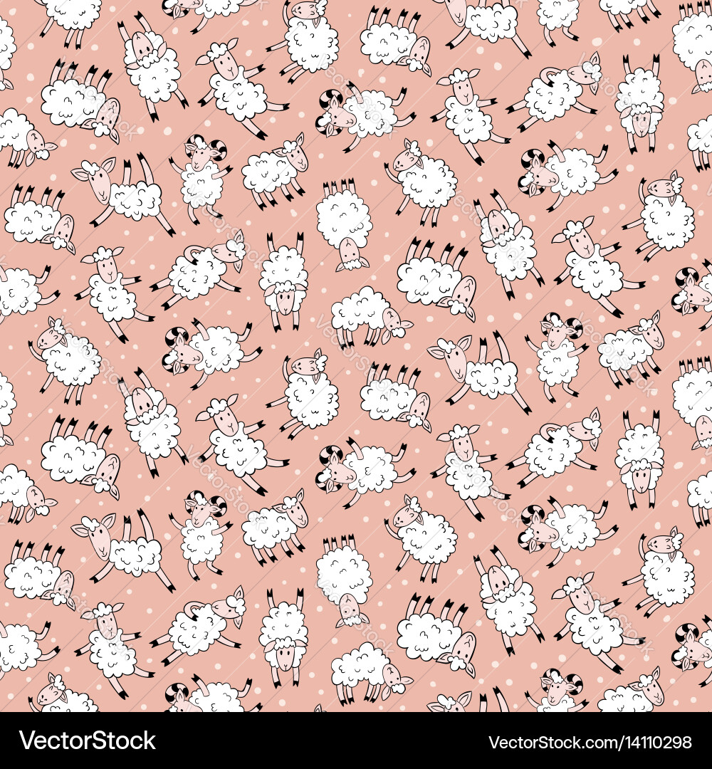 Cute Sheep Pattern Vector Image