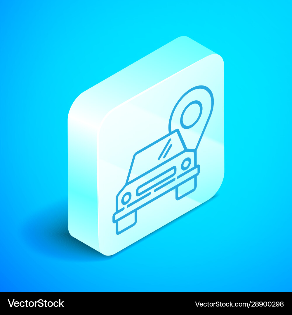 Isometric line map pointer with taxi icon Isometric line map pointer with taxi icon vector image