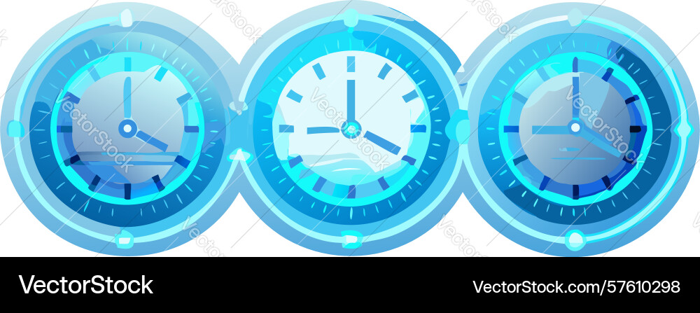 Multiple world clocks display global time zones vector image