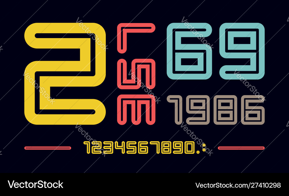 Numbers font sport with and numeric Numbers font sport with and numeric vector image