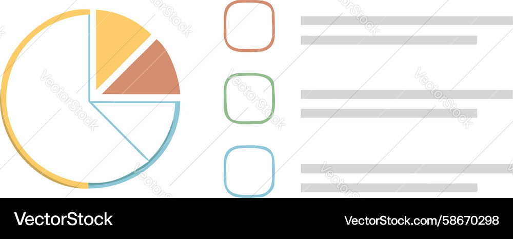 Pie chart with checklist for task or data review Vector Image