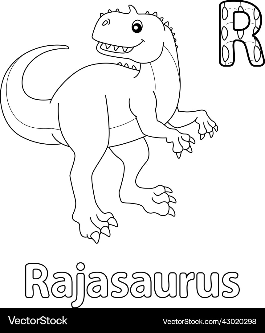 Rajasaurus alphabet dinosaur abc coloring page r Rajasaurus alphabet dinosaur abc coloring page r vector image