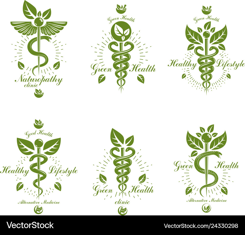 Set caduceus conceptual emblems created Set caduceus conceptual emblems created vector image