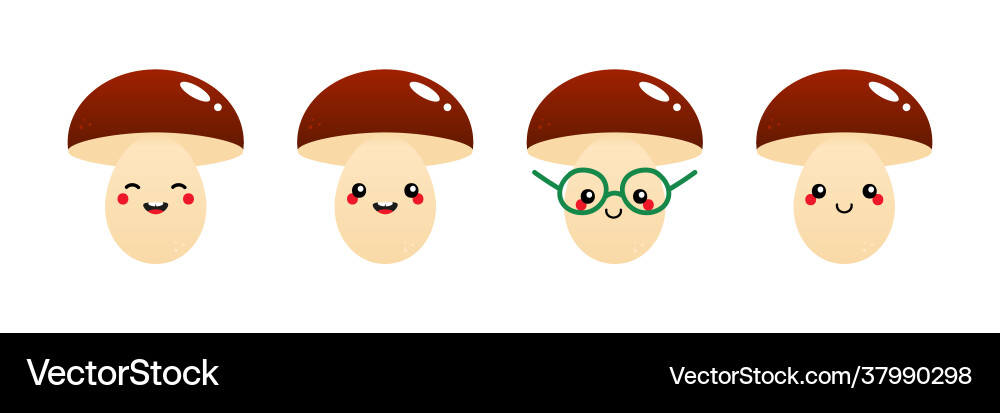 Set collection mushroom characters Set collection mushroom characters vector image