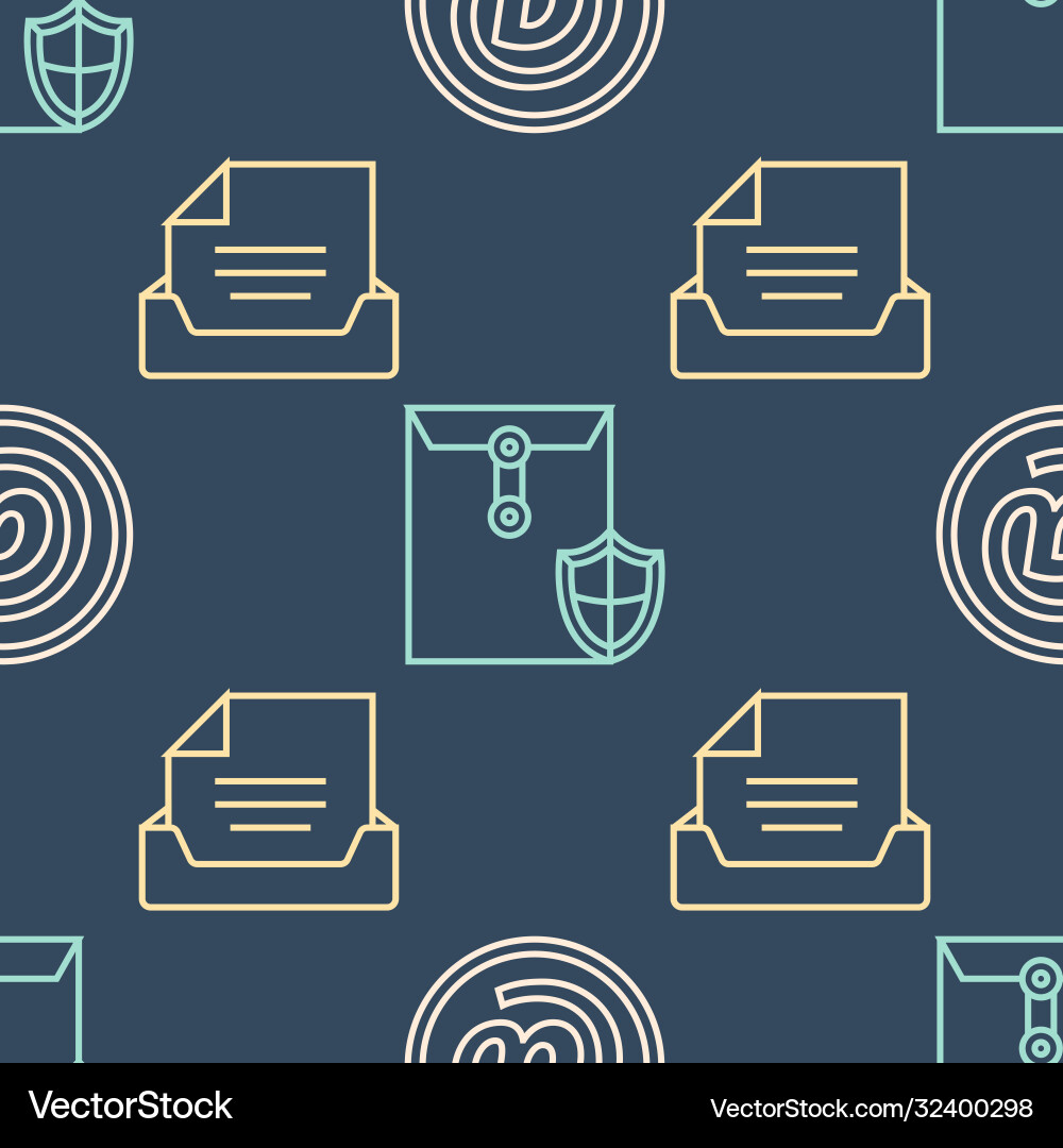 Set line mail and e-mail drawer with document Vector Image