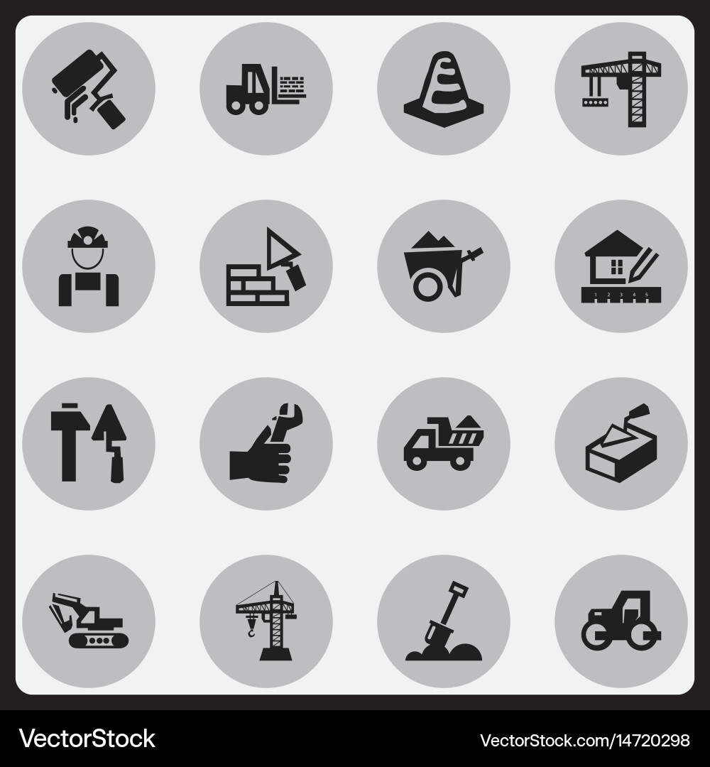 Set of 16 editable building icons includes Vector Image