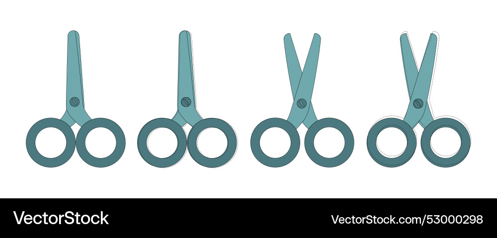 Set of blue scissors open and closed vector image