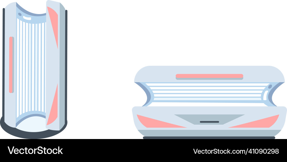 Solarium machine flat color objects set Solarium machine flat color objects set vector image