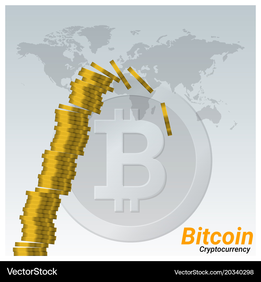Stack of bitcoins are collapsing vector image