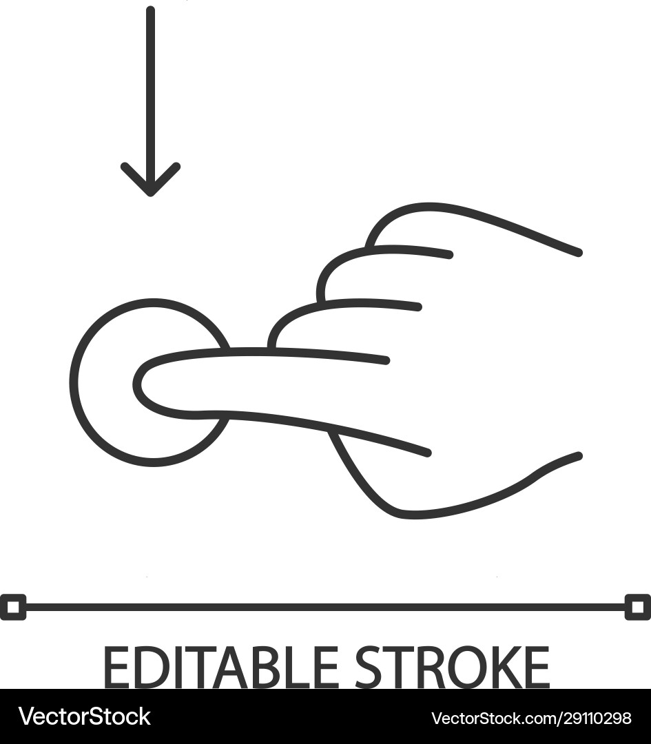 Vertical scroll down gesture linear icon Vertical scroll down gesture linear icon vector image