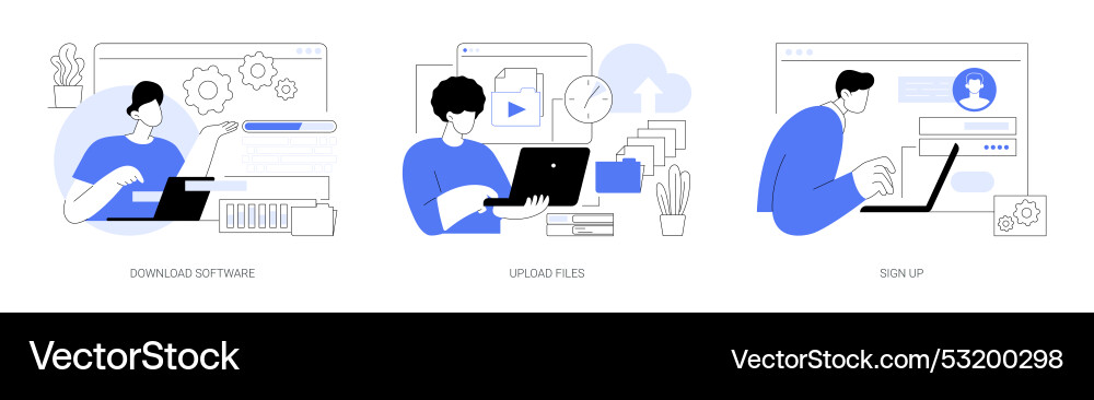 Working on computer isolated cartoon vector image