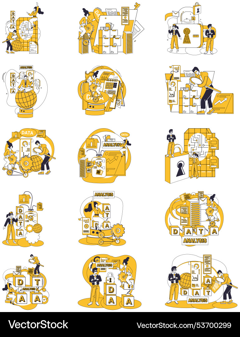 Big data analyzing detectives lens deciphers Big data analyzing detectives lens deciphers Vector Image
